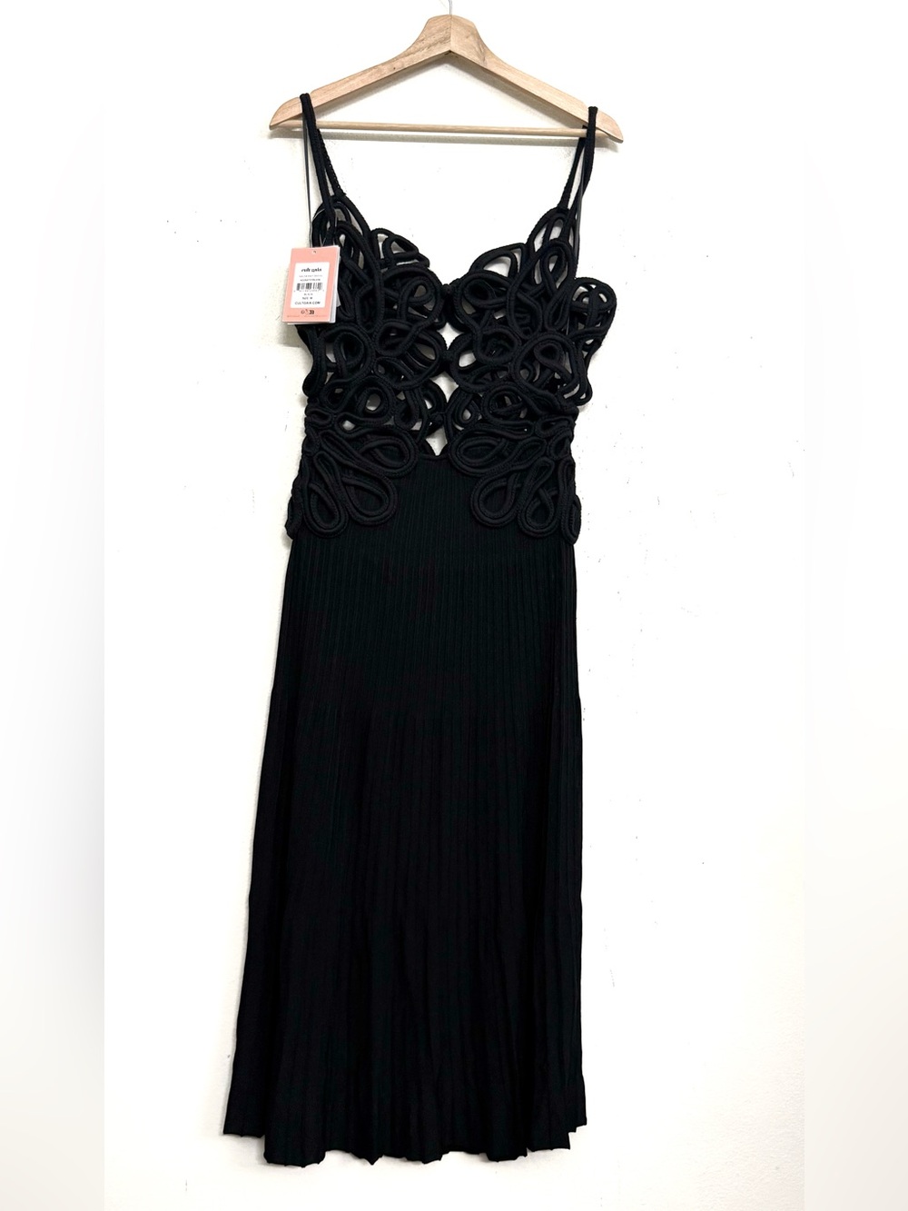 NWT Cult Gaia Nalda sculptural Crochet Knit Midi Dress Black Size M - Picture 10 of 16
